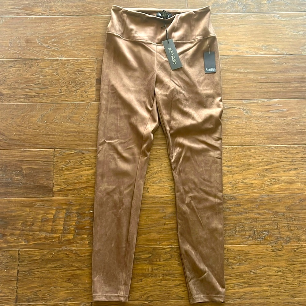 NWT Rachel Zoe Brown Sz 4 Suede-like Leggings